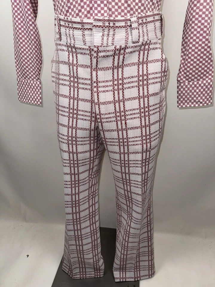 Pantalones de discoteca de colección años 60 70 para hombre Asher a cuadros poliéster traje de ocio Beatnik 36 32 Foto 3 de 4