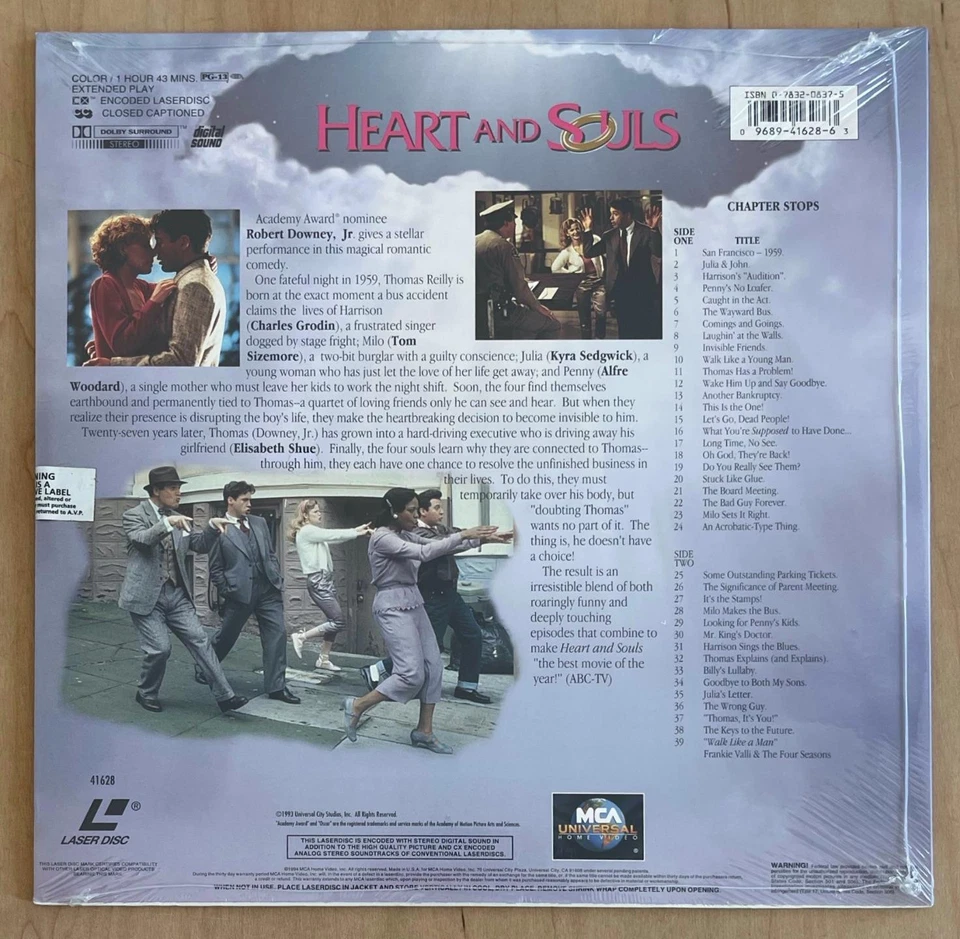 HEART AND SOULS (1993) Sealed Laserdisc MCA Univ Romance Comedy Magical Realism - Imagem 2 de 2