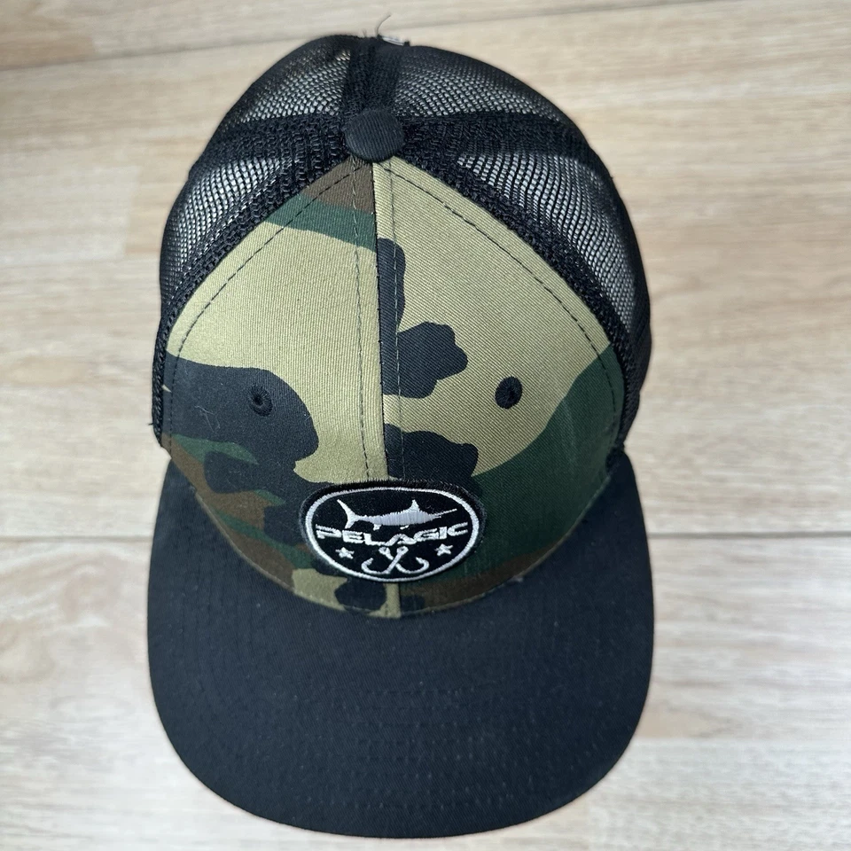 Gorra de camionero pelágico gorra Snapback ajustable camuflaje malla negra espalda pesca al aire libre Foto 3 de 4