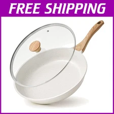 Non Toxic 12.5" Ceramic Chefs Pan with Lid, Induction Ready