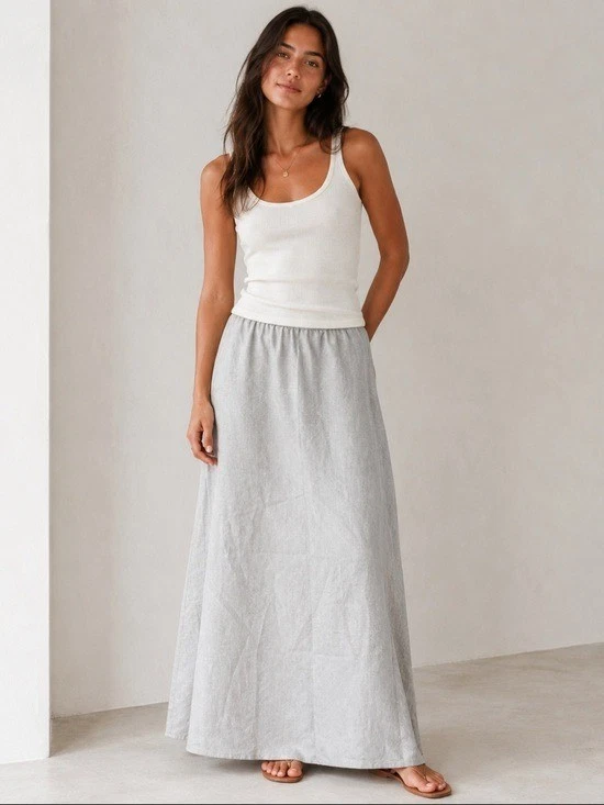 Cut Loose Natural Linen Cotton Blend Maxi Skirt A-Line Size S EUC
Opens in a new window or tab