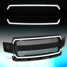 For 2018-2020 Ford F150 Matte Black Honeycomb Mesh Front Bumper Grille w/LED DRL