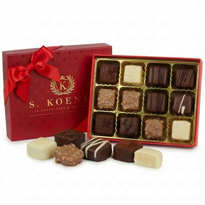 Luxury Milk Chocolate Truffles Gift Box, 12-Piece Assorted Belgian-Style Choc...