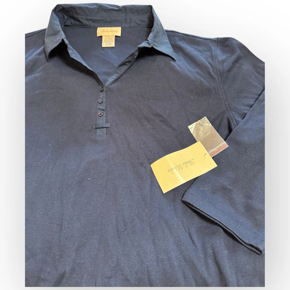 Nuevo con etiquetas Top Studio Works Azul Marino Cuello Dividido Manga 3/4 Para Mujer Estilo XL EK1000 Foto 2 de 4