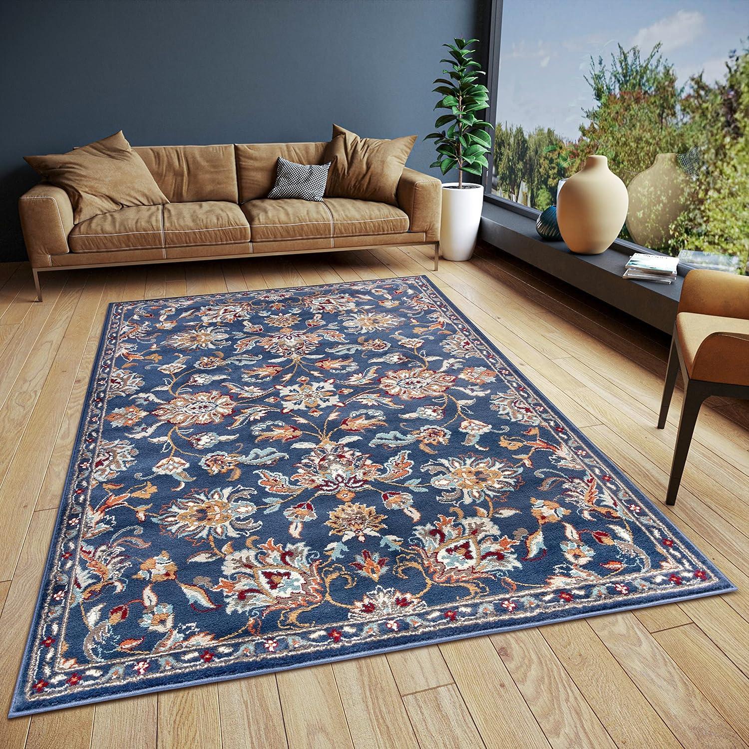 Tapis oriental classique rouge 160x230 cm avec motifs floraux salon