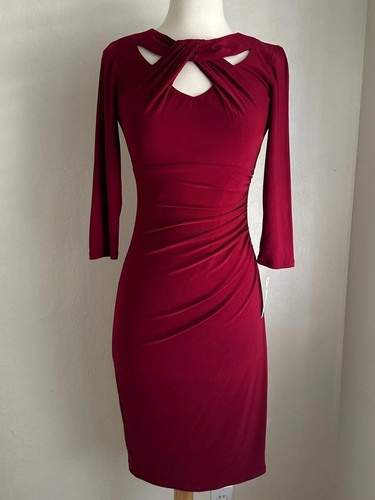 INC Red Twist-Keyhole Sheath Dress (Size 4)