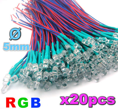 Ampoule Led E27 474/20# LED 5mm 12v Précâblé RGB 20pcs Variation Rapide Reglette Led - Foto 3