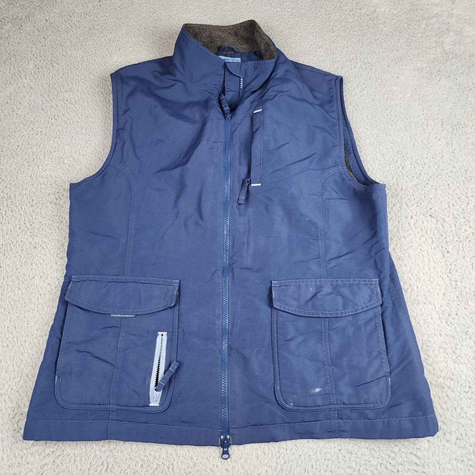 Duluth Trading Co Vest Mens Large Blue Full Zip Fleece Lined Work Wear Outdoors