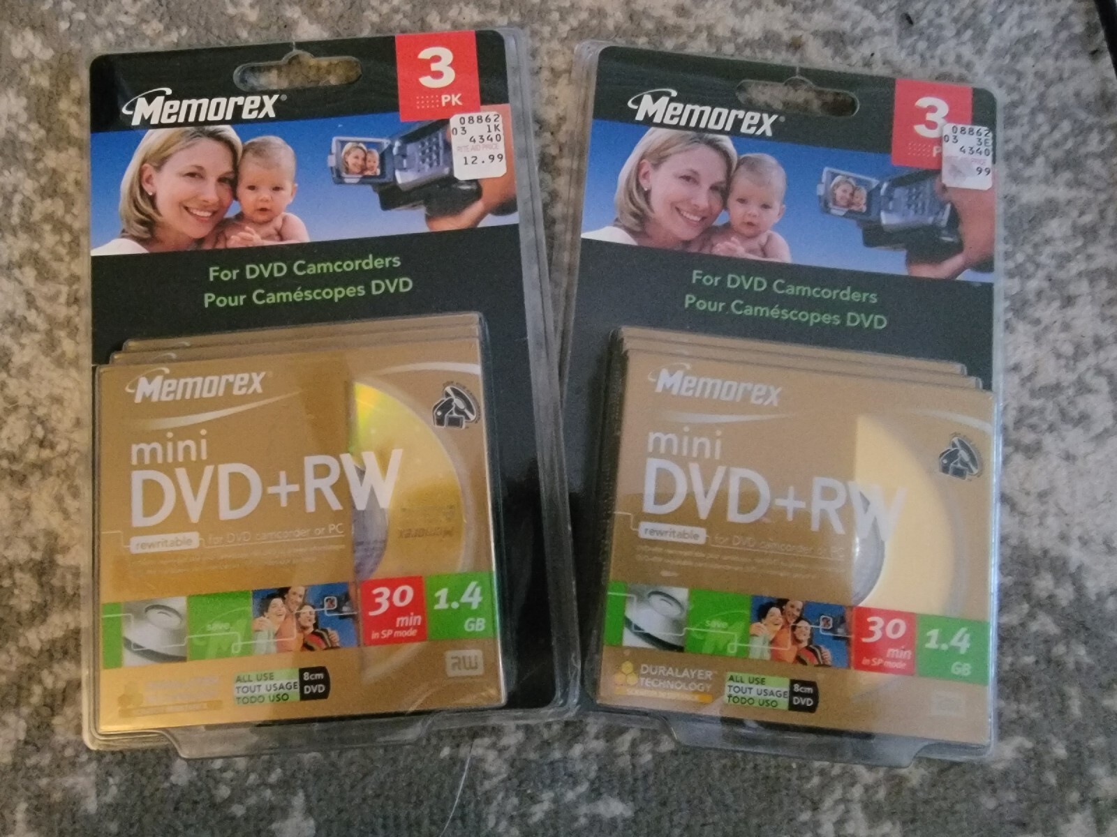 Memorex 2 packs Mini DVD+RW Discs for DVD Camcorder (3 Pack, 1.4 GB, 8 cm ea)
