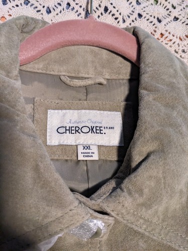 Vintage Cherokee Sage Green Suede Jacket Womens XXL - Picture 2 of 9