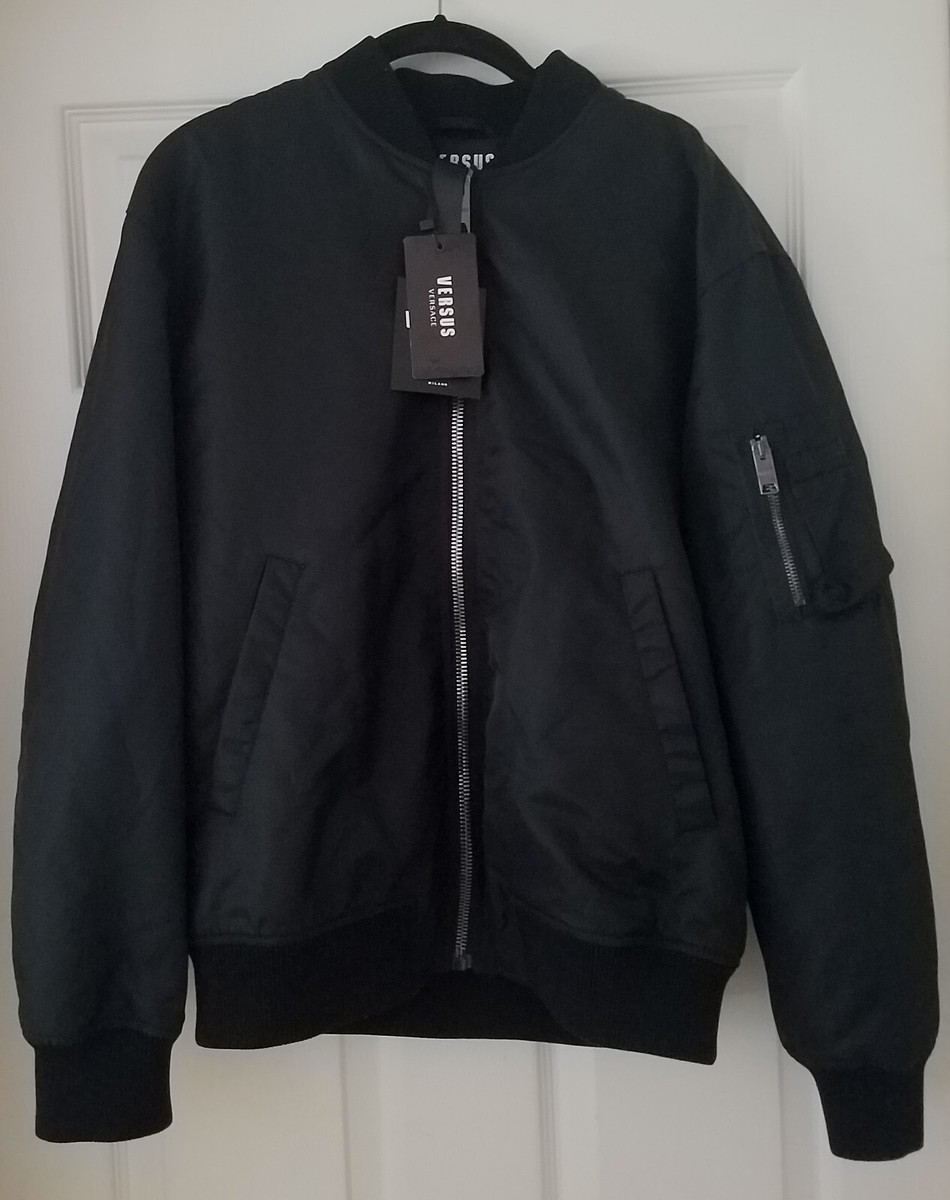 Versus Versace Sequin lion Logo Bomber jacket Black 46 IT Versus Versace Sequin lion Logo Bomber jacket Black 46 IT