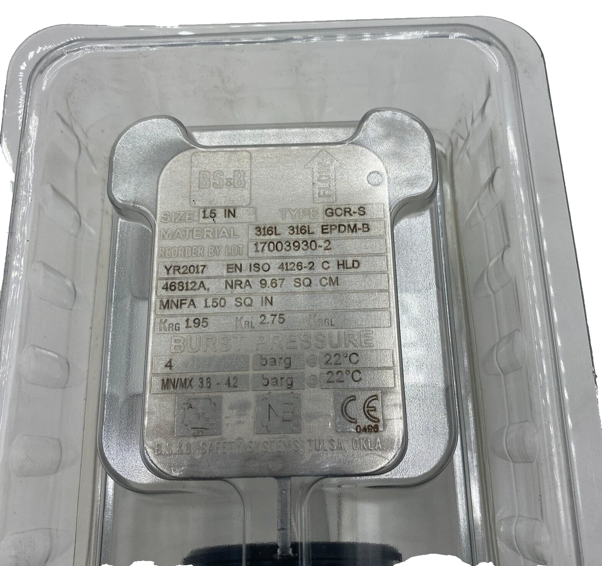 Disque De Rupture Graphique Continental Disc Corp. Type G2 - 15 PSIG à 72°F, Neuf