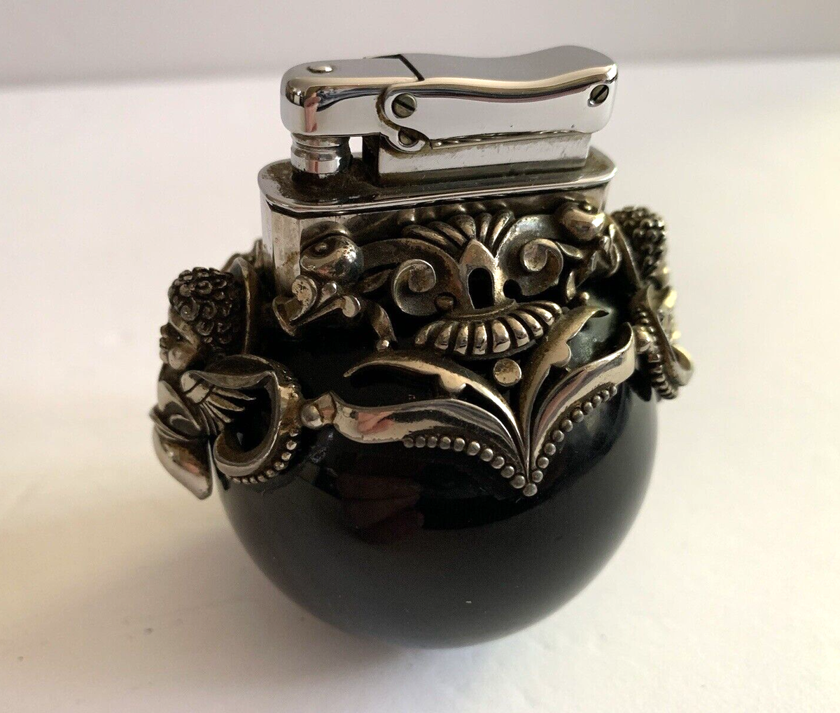 2024年のクリスマスの特別な衣装 Antique Art Deco Silver Cherub Angel Table Lighter Colibri オイルライター