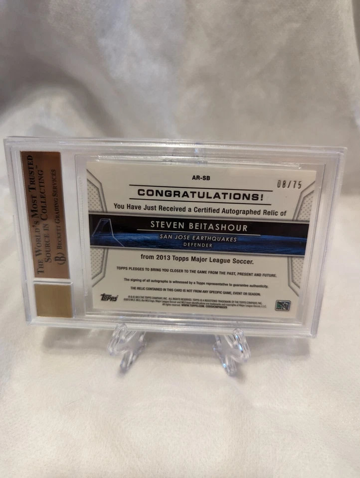 2013 MLS Relics Blue /75 Steven Beitashour Rookie Autograph - BGS 9.5 - 10 - Image 2 of 2
