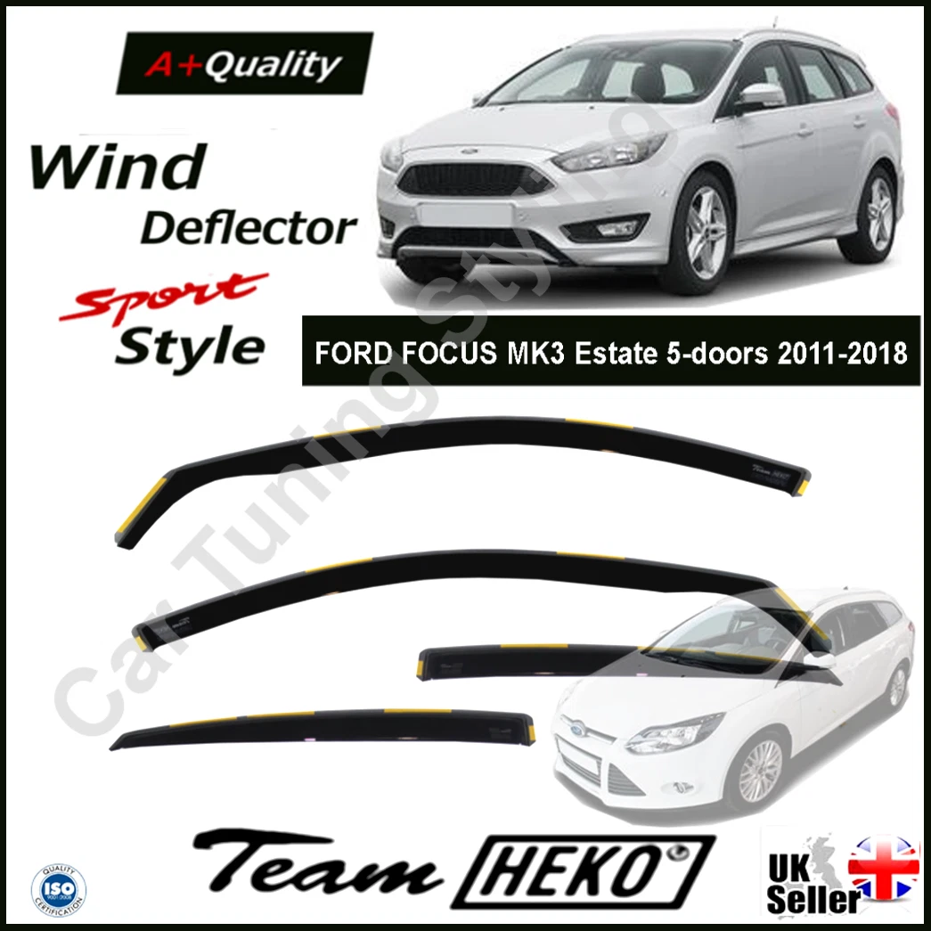 FORD FOCUS MK3 Estate or ST Estate 5 doors 2011 2018 4pc Wind Deflectors Heko