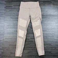 Alo Moto Leggings Womens L Beige High Waisted Moto Leggings Yoga Stretch Sculpt