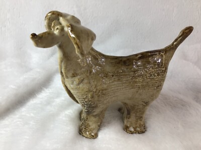 Handmade Studio Art Pottery Clay Dog Sculpture Artist Signed