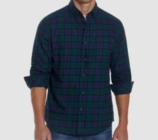 Weatherproof Vintage Men's Blue Green Plaid Antique-Like Flannel Shirt Size L