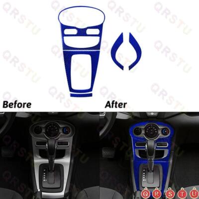 5x Blue Carbon Fiber Climate Control Console Cover Trim For Ford Fiesta 2011-15