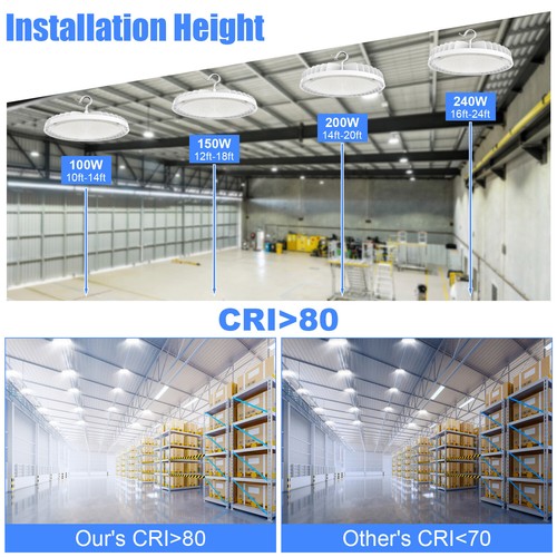 150 Watt Warehouse LED UFO High Bay Lights 100-277V Factory Shop GYM Light Lamp - Picture 8 of 9