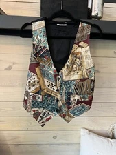 Vintage Sostanza Vest Women Medium Cards Casino Dominos Dice Game Night 1990’s