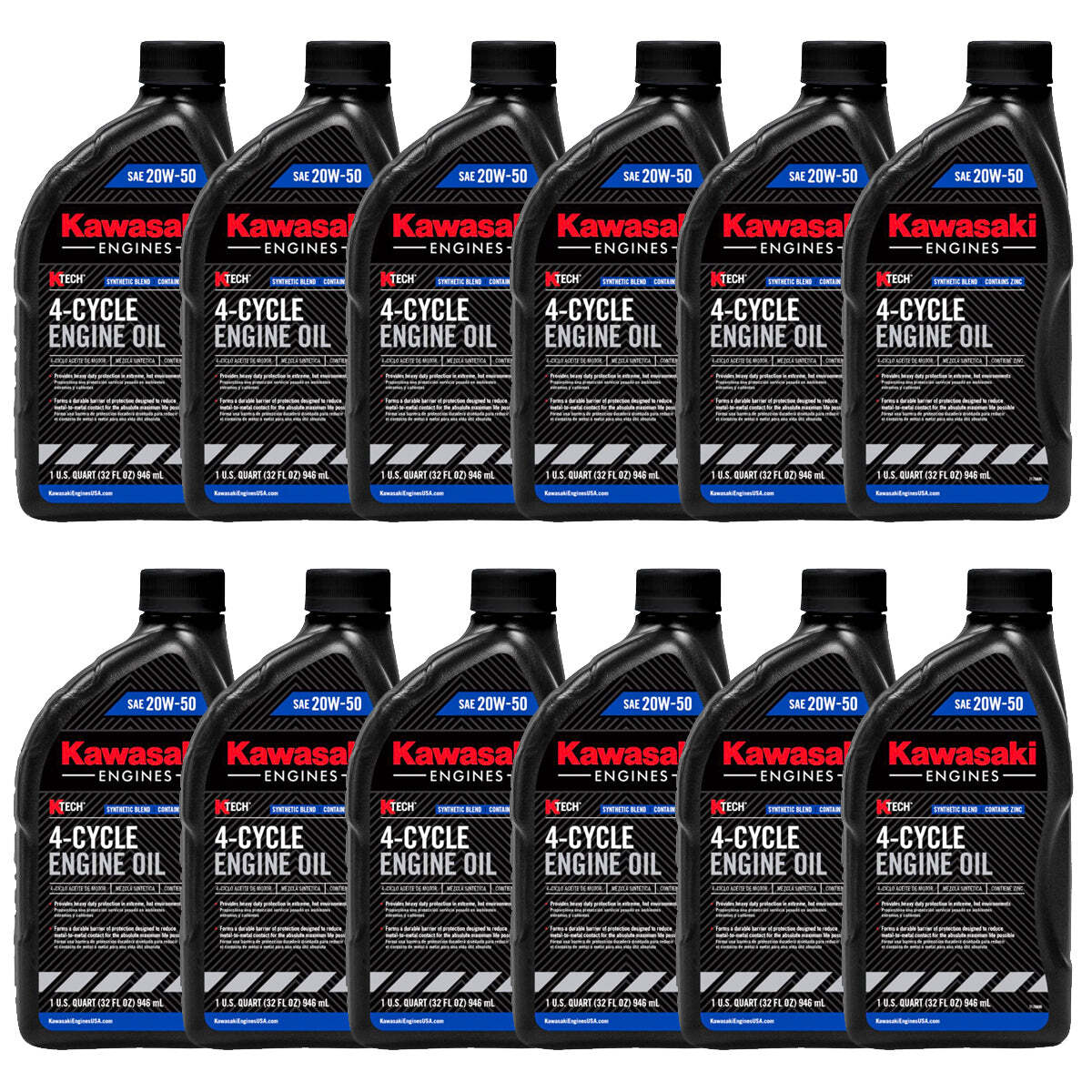12PK Genuine OEM Kawasaki 20W50 Motor Engine Oil Quart 4