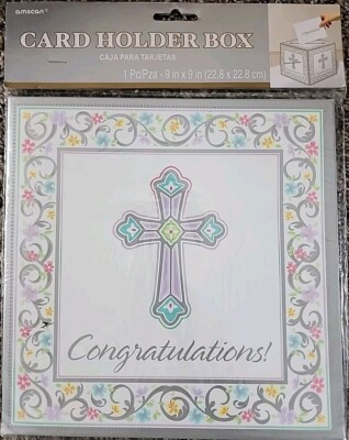 Blessed Day Cross Religious Theme Easter Holiday Party Decoration Card Holder