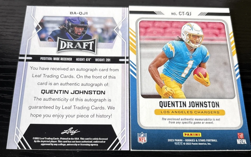 2022 Leaf Draft Quentin Johnston Auto #BA-QJ1  RC Panini CT-QJ /399 Chargers Lot - Image 4 of 4