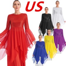Women's Praise Lyrical Dancewear Asymmetrical Liturgical Worship Dress Tunics