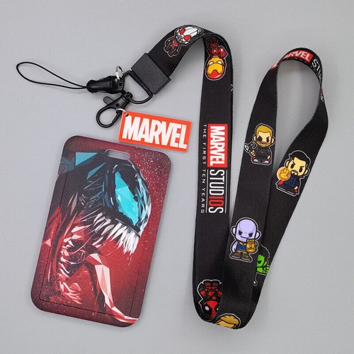 Clear Neck Strap Cartoon Badge Pass Card Holder Tag Superhero ID Lanyard Clip - Picture 50 of 57