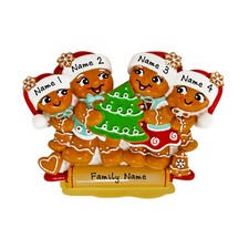 PERSONALIZED Nostalgic Gingerbread Family - Family of 4 Christmas Ornament Gift
