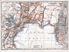 Lugano 1908 picc. mappa orig. + guida fr. (8 p.) Paradiso Brusimpiano Lavena