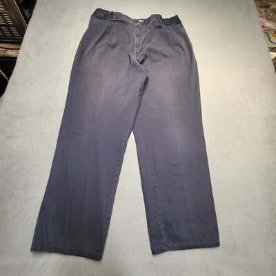 Bugle Boy Pants Pleated Mens 34x29 Blue Relaxed Straight Leg Distressed