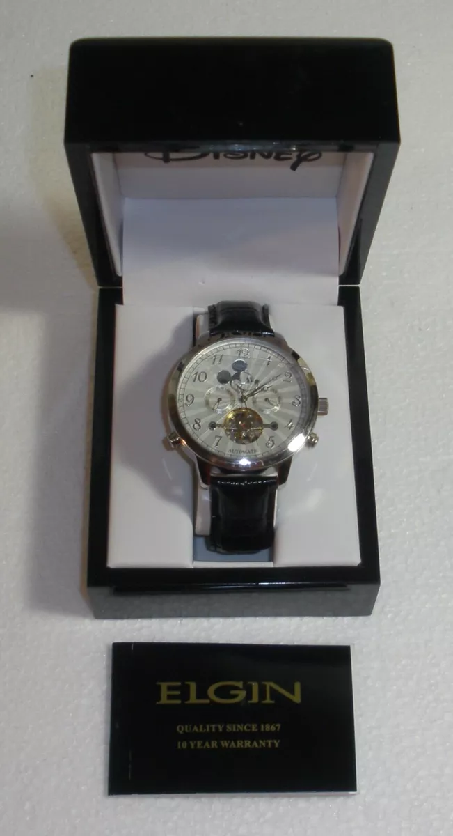 DISNEY ELGIN MEN'S MICKEY MOUSE MULTIFUCTION AUTOMATIC SKELETON WATCH