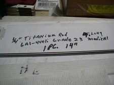 1/4" TITANIUM ROD 1 PCS. 14" LONG MEDICAL GRADE 6 AL-4VELI GRADE 23