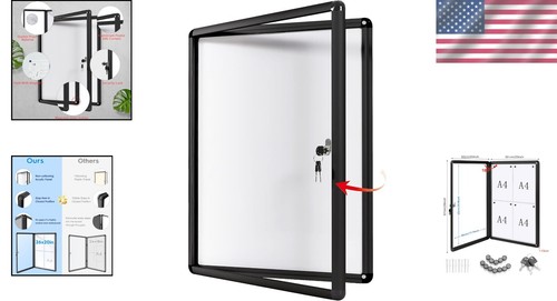 SWANCROWN 26x20 inch Lockable Magnetic Notice Board for Secure Office Display - Picture 2 of 11