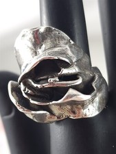 Vintage Sterling Silver Handmade Folded Petals Flower Ring Size 7.25- 14.8 Grams