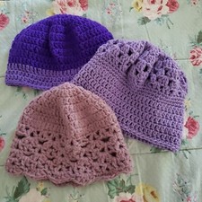 HANDMADE CROCHET UNISEX BEANIES SET OF 3 DIFFERENT STYLES AND 3 DIFFERENT COLORS