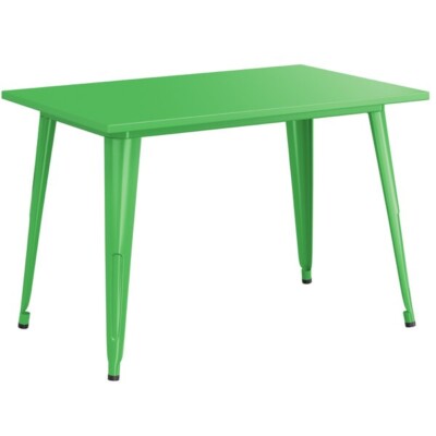 30'' x 48'' Rectangular Green Metal Outdoor Restaurant Patio Table - Cafe Table