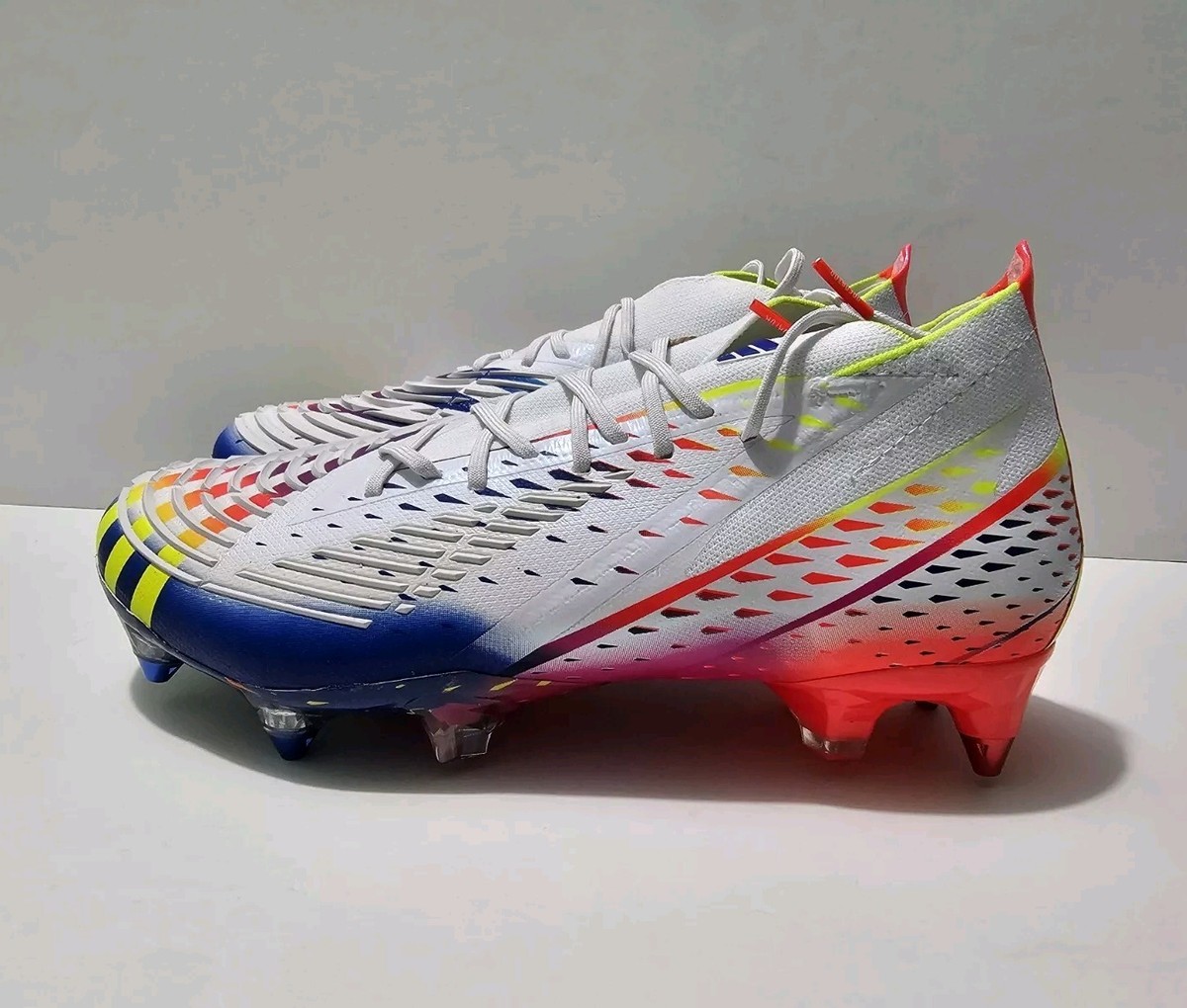 Adidas Predator Edge.1 SG White Yellow Blue Men's Soccer Cleats Sz