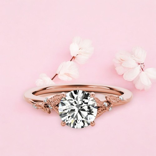 14K Rose Gold 1.18 Ct Round Cut Lab Grown Diamond Engagement Ring IGI