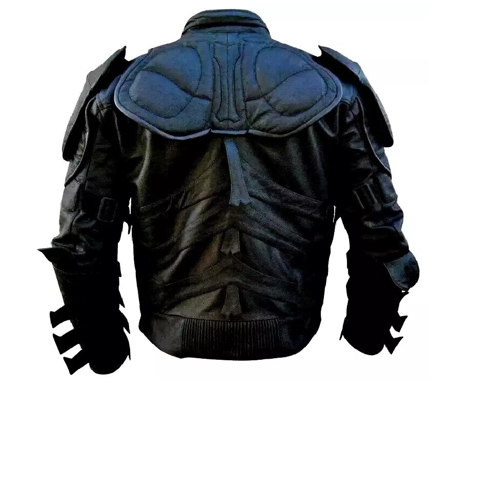 Men's Handmade Black Batman Racing Leather Jacket, Real