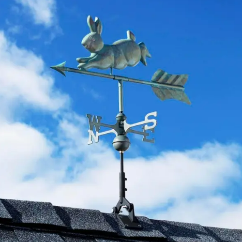 Bunny Rabbit Weather Vane Direction Metal Wind Roof Outdoor Pole Yard
