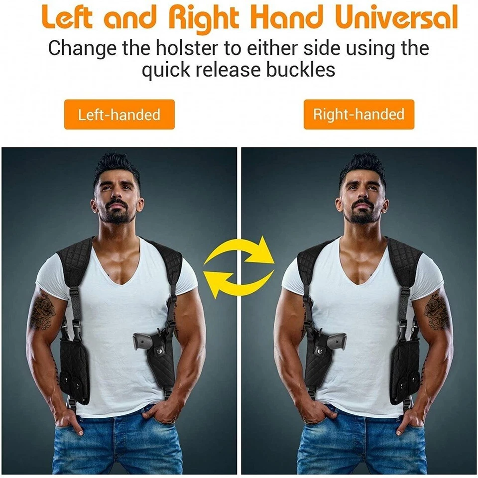 Funda táctica de hombro oculta para pistola con doble bolsa de cargador Foto 4 de 4