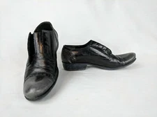 MOS MADE IN ITALY WOMENS DISTRESSED BLACK CAP TOE SLIP ON  SHOES SZ 6 EURO 36