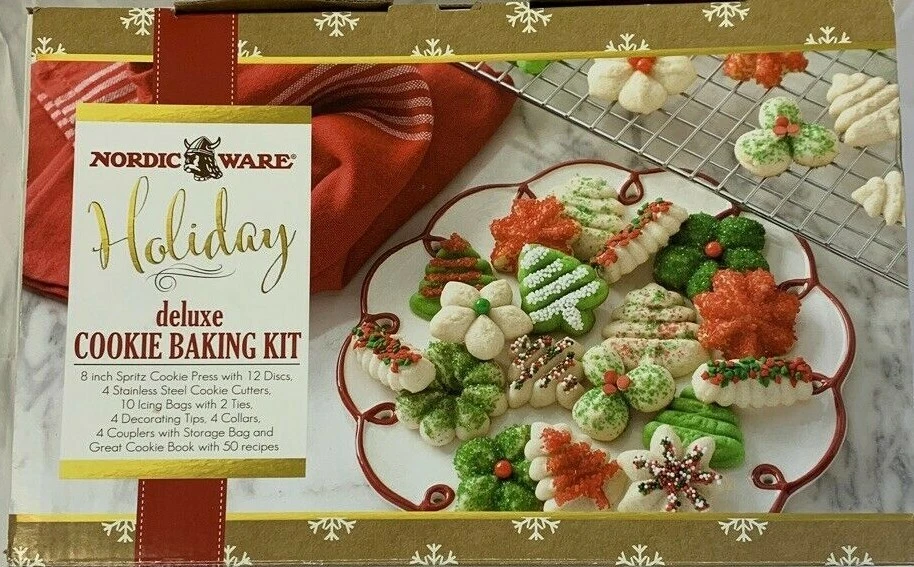 NORDIC WARE 43 PIECE DELUXE CHRISTMAS BAKING KIT COOKIE CUTTER SPRITZ PRESS