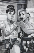 Marilyn & Audrey Tattoo Scene Mini Poster - Laminated 11.5" x 17.5"