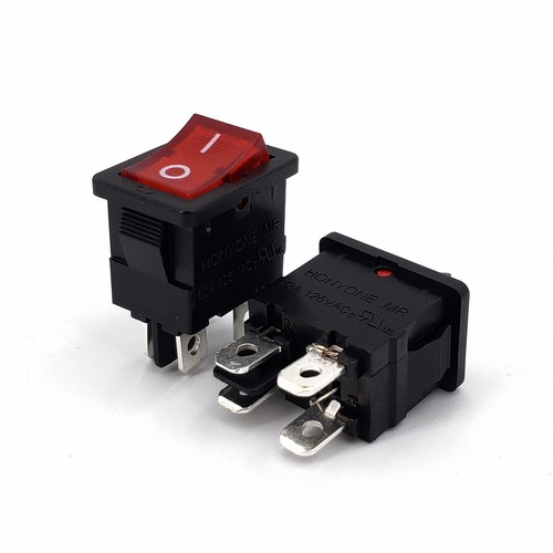 Mini interruptor basculante de 2 posiciones 5 piezas luz roja 220 VCA 4 pines DPST ENCENDIDO-APAGADO 12 A/125 VCA - Imagen 1 de 7