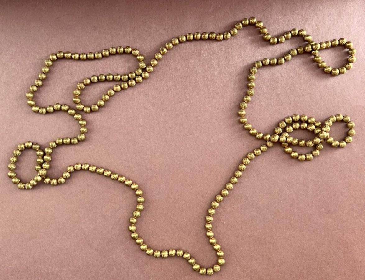 Vintage Mid Century Long Gold Tone Textured Metal… - image 1