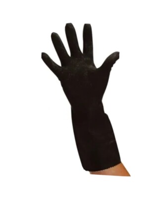Premier schwarze strapazierfähige Gummihandschuhe beflockt gefüttert XL x3 Paar